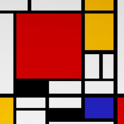 蒙德里安 Composition with Large Blue Plane， Red， Black， Yellow and Grey