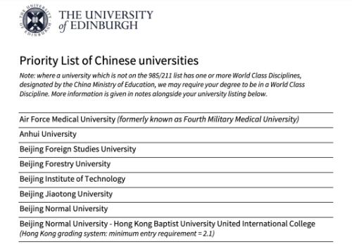 愛丁堡大學(xué)把專業(yè)劃分了4個等級