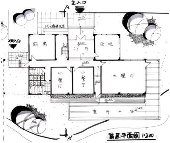 學(xué)生作品：建筑平面草圖規(guī)范練習(xí)